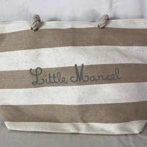 Little Marcel Striped Zipper Beach Bag rope handle